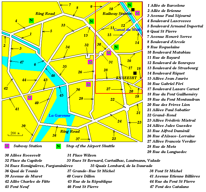 Map of Toulouse centre